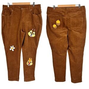 HOT TOPIC Women's 16 Disney Chip 'N' Dale Embroidered Corduroy Mom Hipster Pants